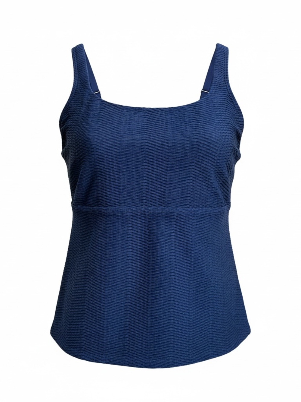 Lands' End Textured Navy Square-Neck Tankini Top